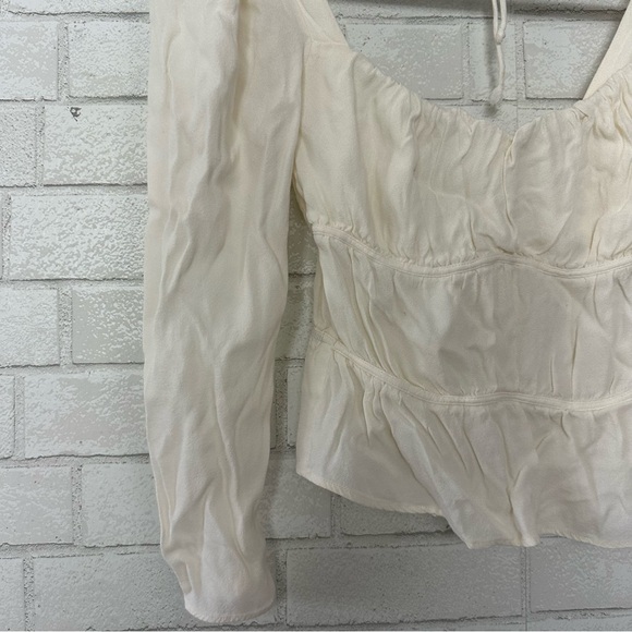 Reformation Top Plath Cream Puff Sleeve Crepe Size Small Puff Sleeve Blouse - Picture 6 of 11